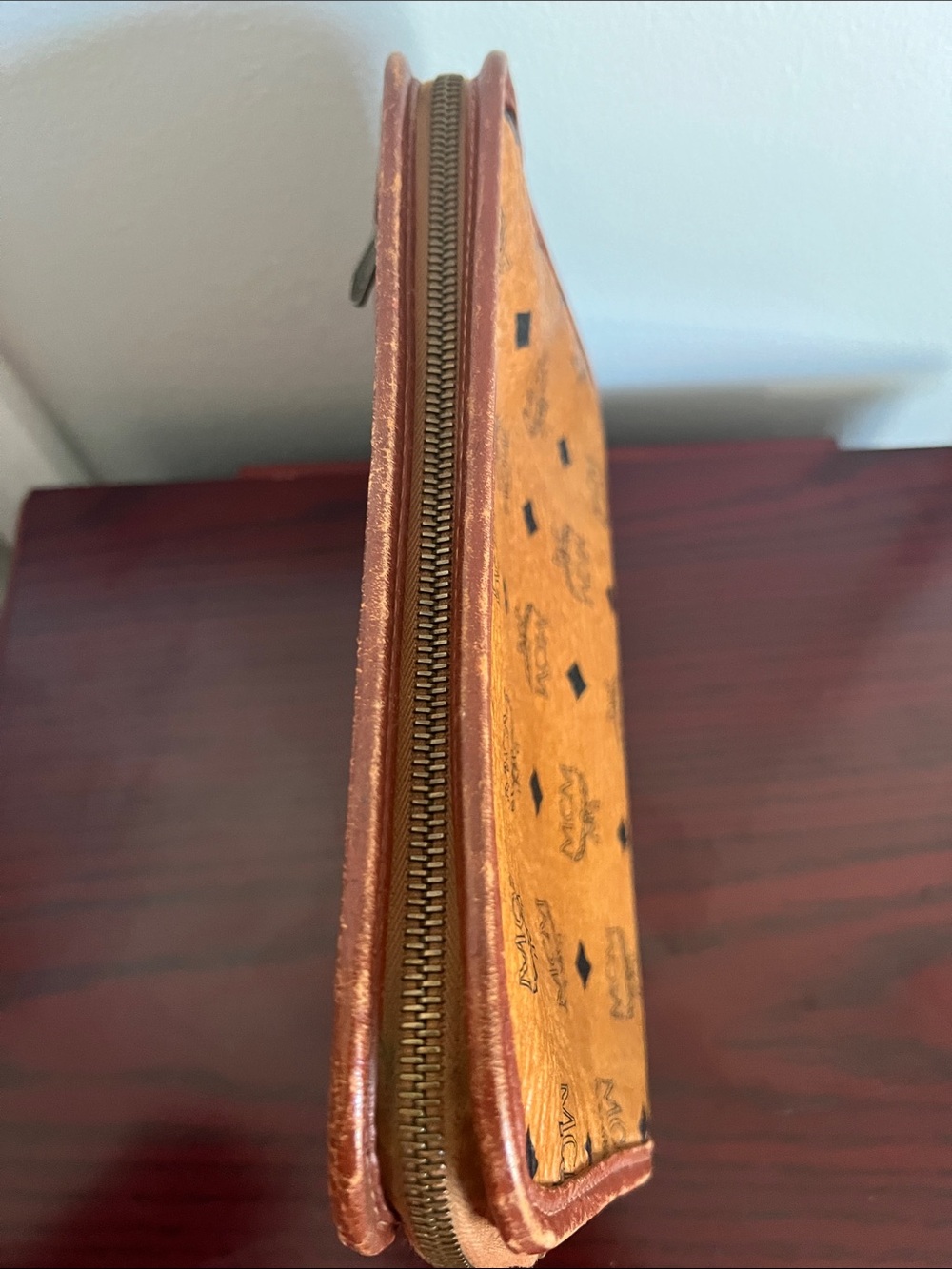 MCM Cognac Visetos Monogram Clutch with Brown Trim - Picture 5 of 15